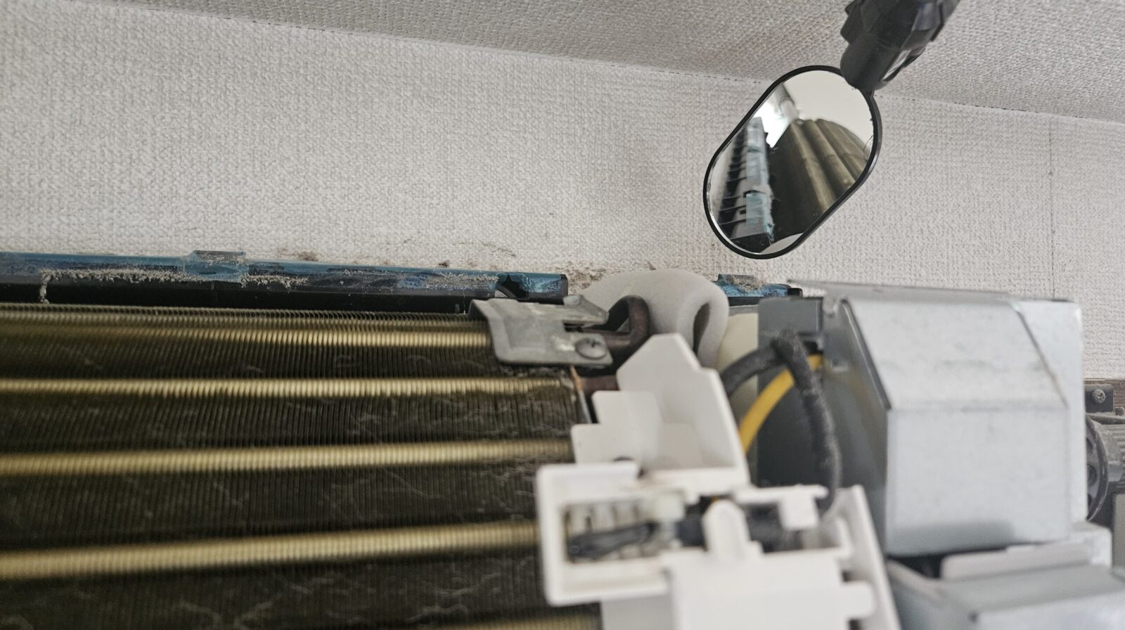 熱交換器の奥とドレンパン